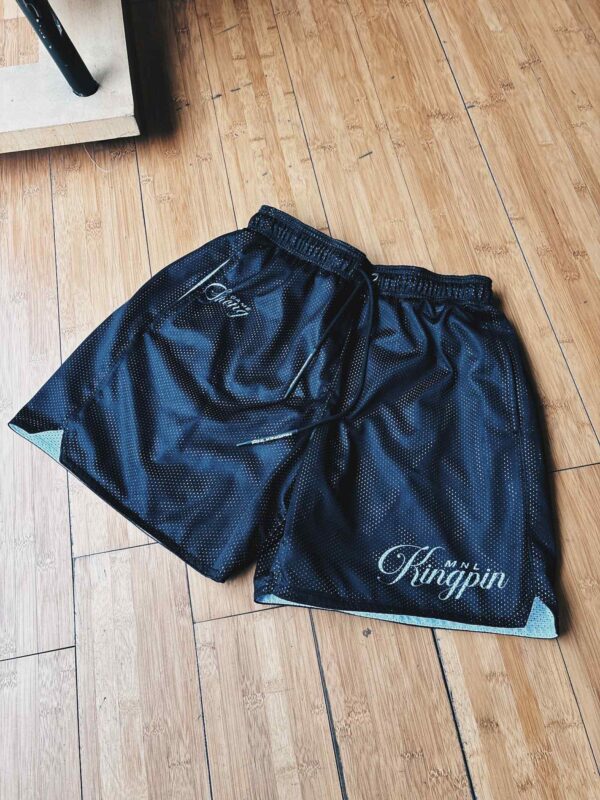 Kingpin Script Mesh Shorts (Black) - Image 4