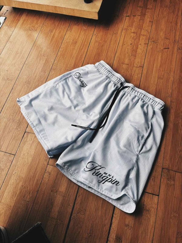 Kingpin Script Mesh Shorts (White) - Image 2